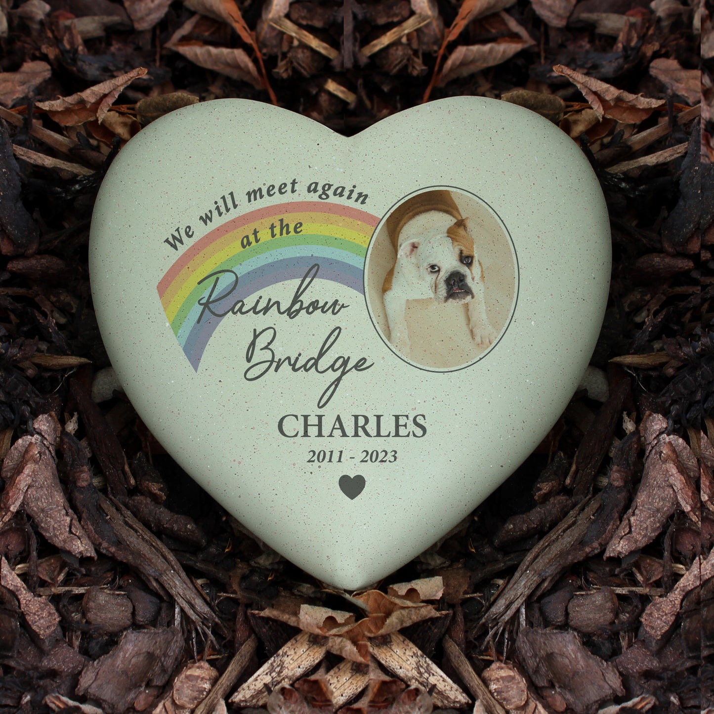 Personalised Pet Rainbow Photo Upload Memorial Resin Heart - MK&JD Gifts