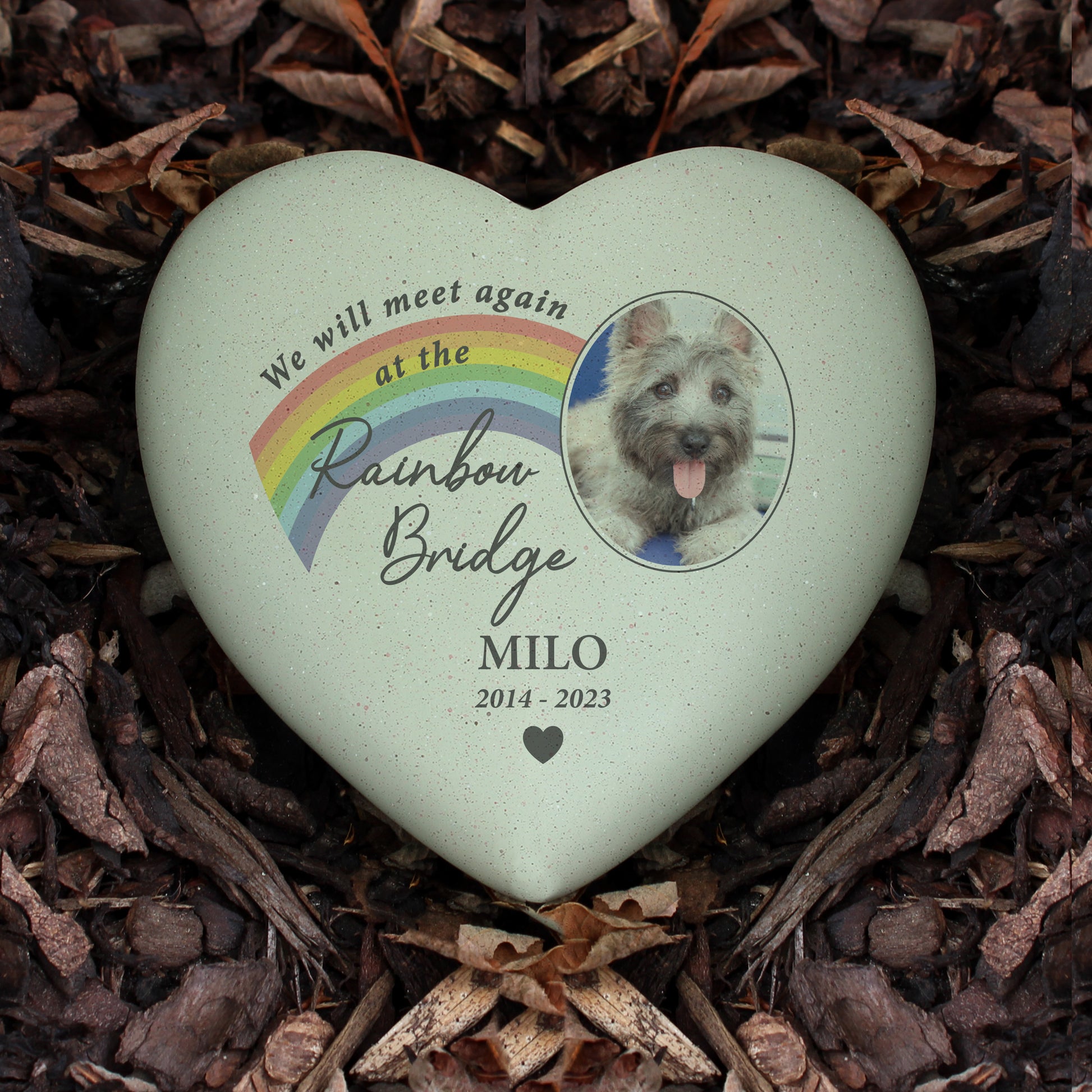 Personalised Pet Rainbow Photo Upload Memorial Resin Heart - MK&JD Gifts