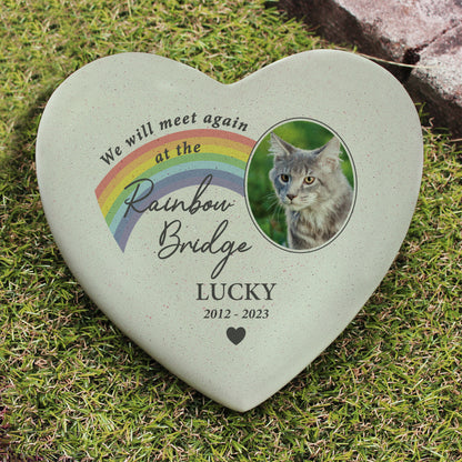 Personalised Pet Rainbow Photo Upload Memorial Resin Heart - MK&JD Gifts