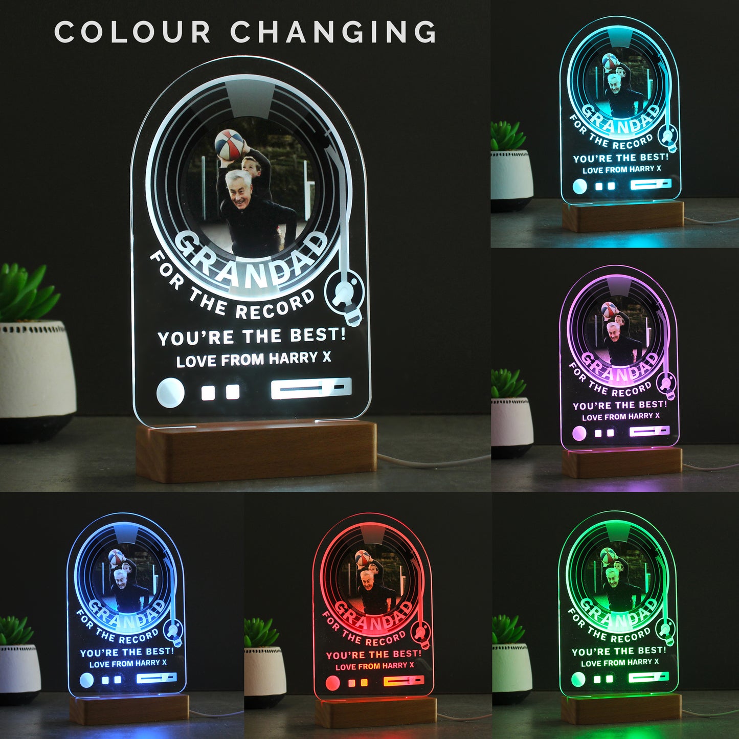 Personalised Record Photo Upload Wooden Based LED Light - MK&JD Gifts