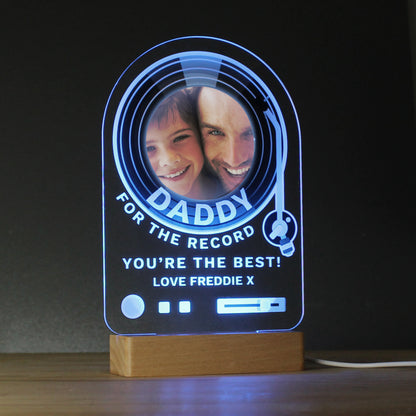 Personalised Record Photo Upload Wooden Based LED Light - MK&JD Gifts