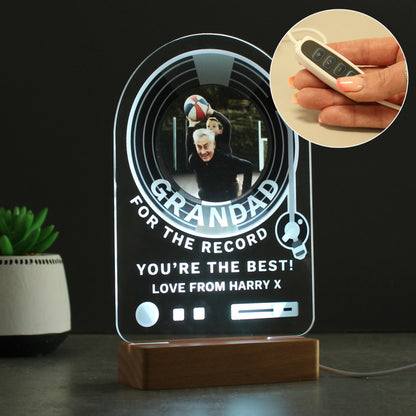 Personalised Record Photo Upload Wooden Based LED Light - MK&JD Gifts