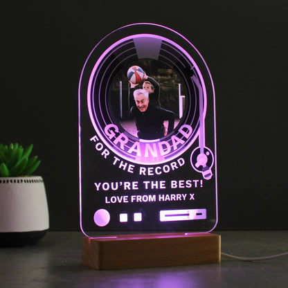 Personalised Record Photo Upload Wooden Based LED Light - MK&JD Gifts