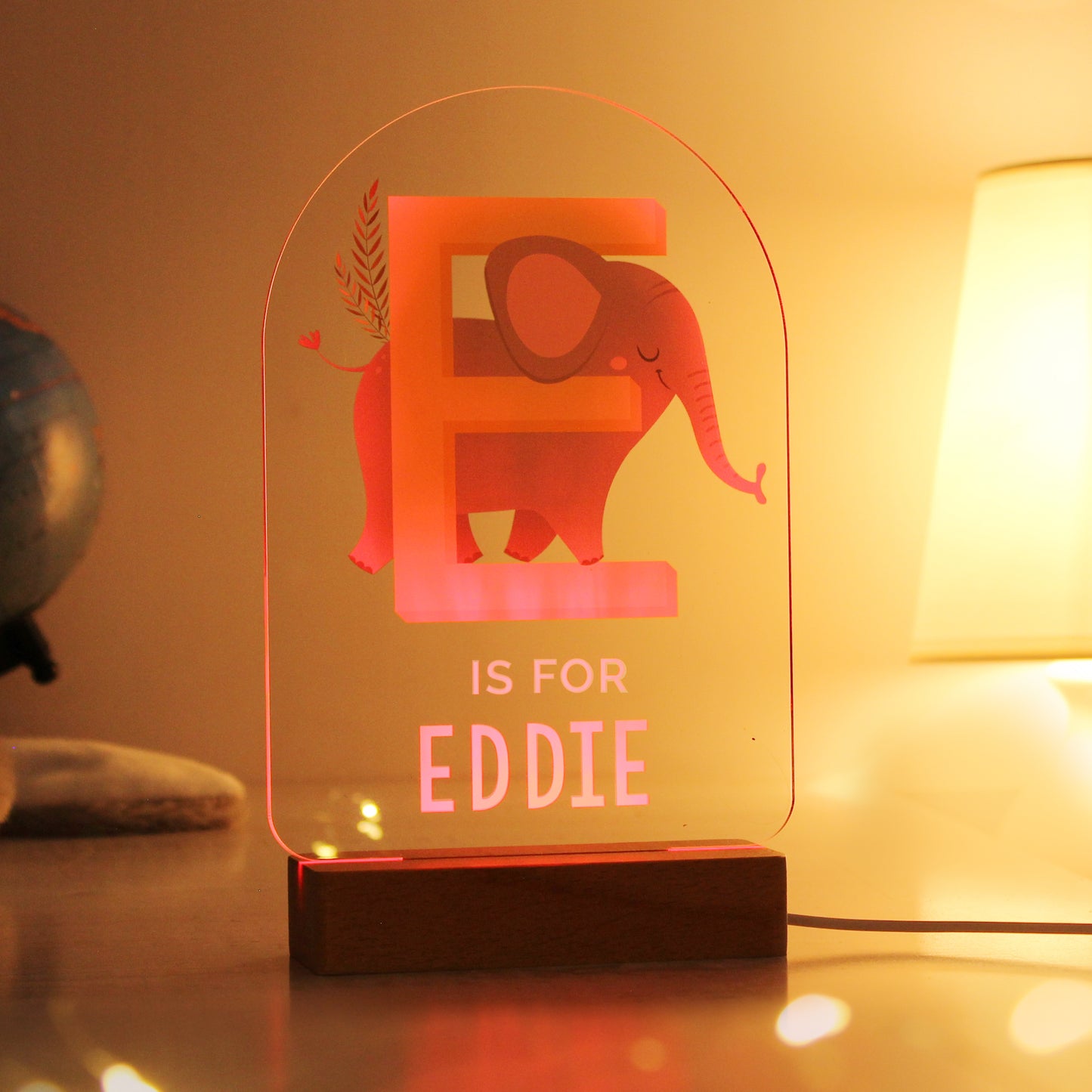 Personalised Animal Alphabet Wooden Based LED Light - MK&JD Gifts