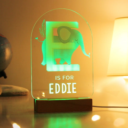 Personalised Animal Alphabet Wooden Based LED Light - MK&JD Gifts