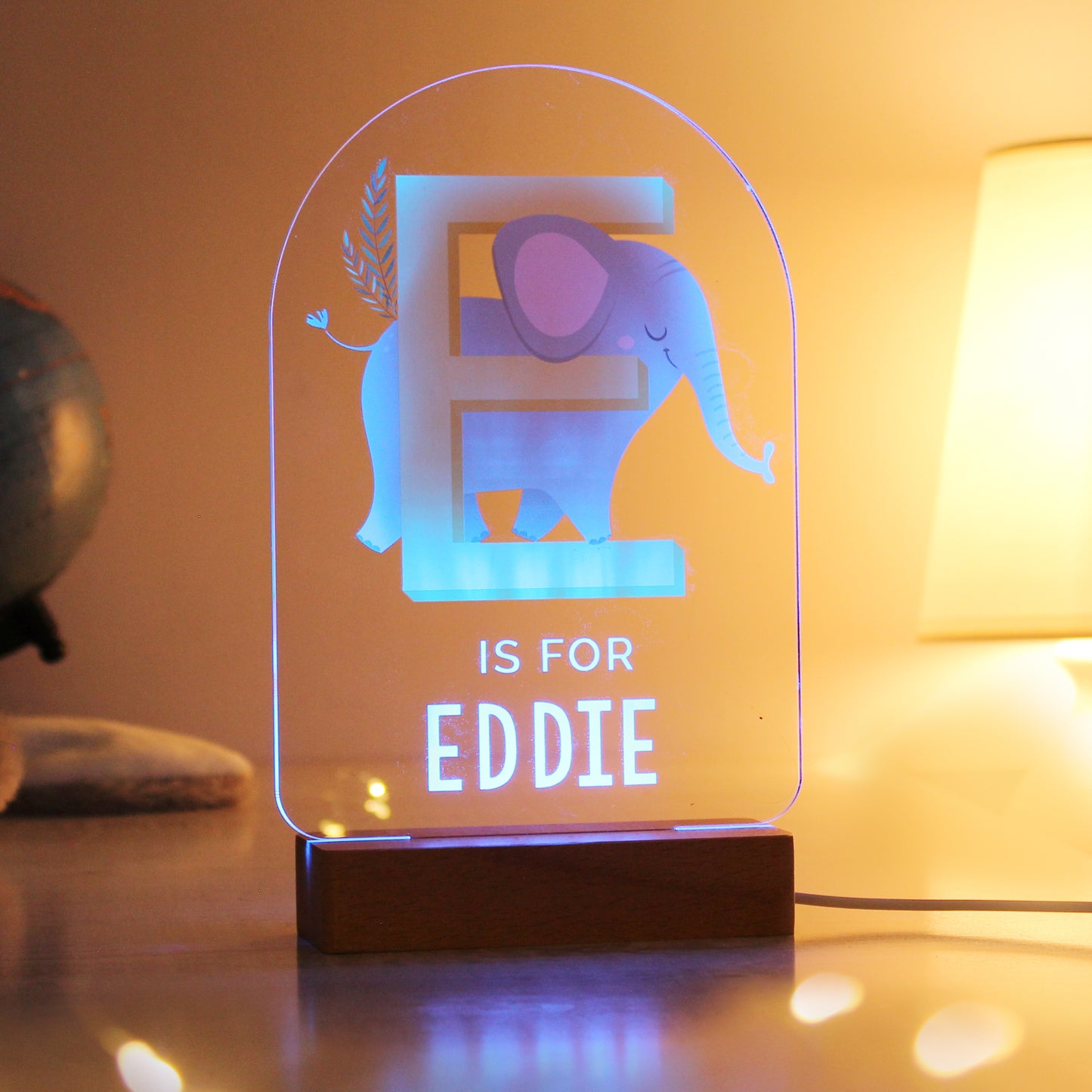 Personalised Animal Alphabet Wooden Based LED Light - MK&JD Gifts