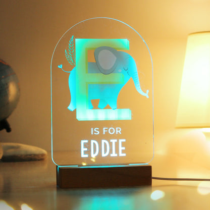 Personalised Animal Alphabet Wooden Based LED Light - MK&JD Gifts