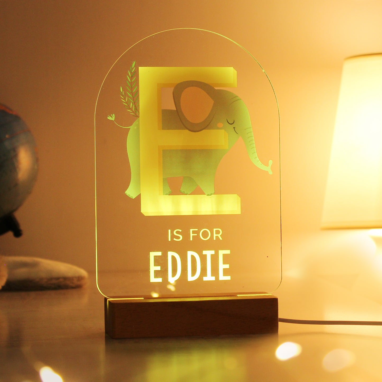 Personalised Animal Alphabet Wooden Based LED Light - MK&JD Gifts