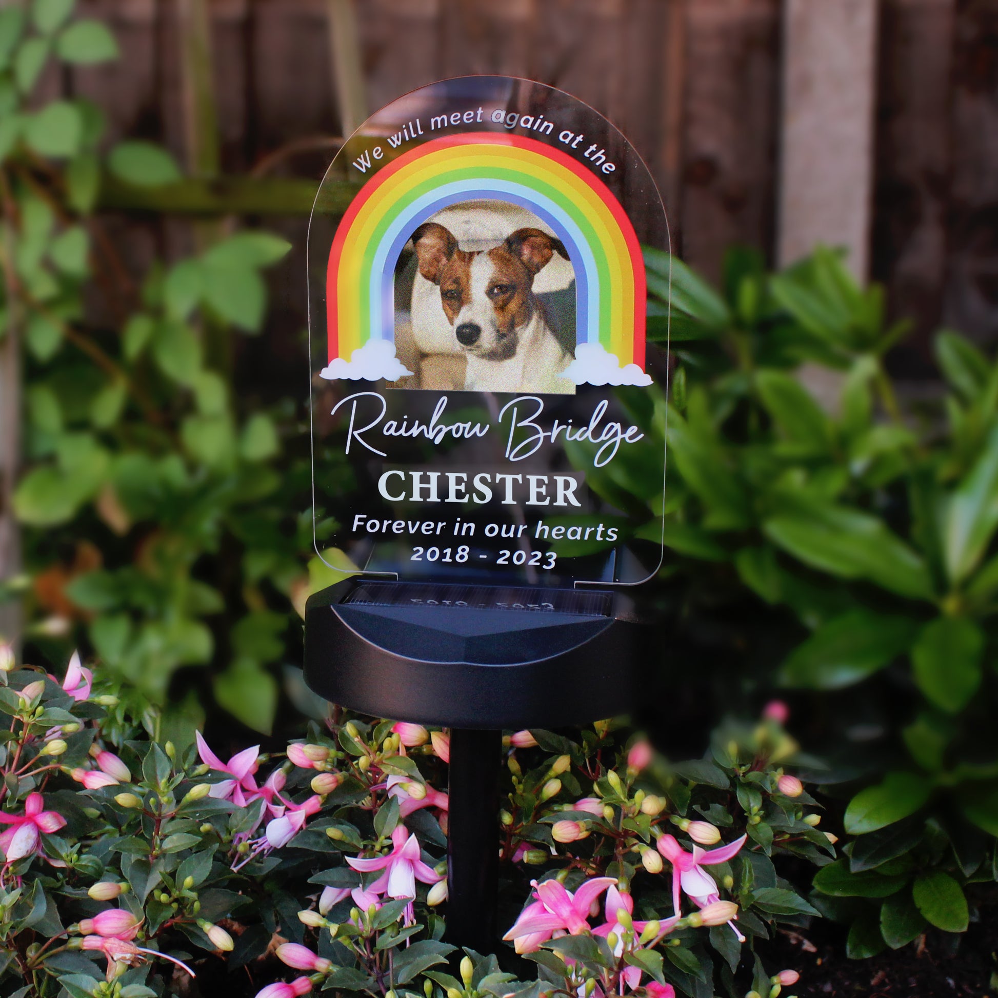 Personalised Rainbow Bridge Pet Memorial Outdoor Solar Light - MK&JD Gifts