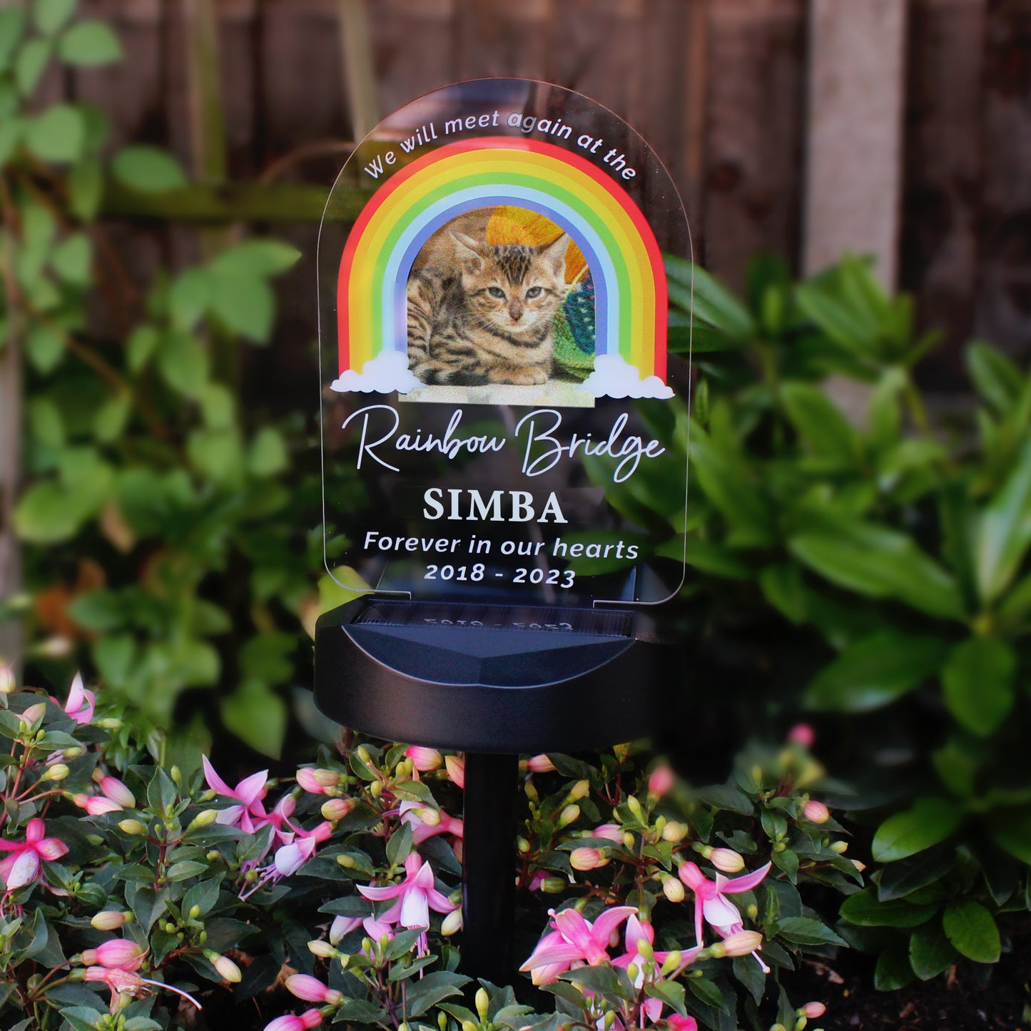 Personalised Rainbow Bridge Pet Memorial Outdoor Solar Light - MK&JD Gifts