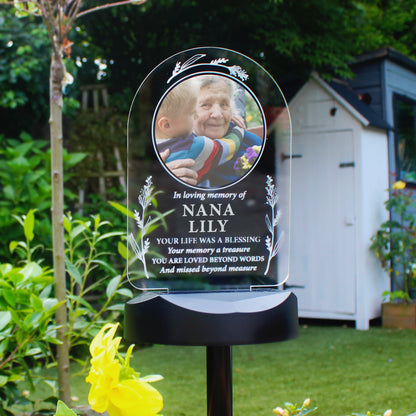 Personalised Memorial Photo Upload Outdoor Solar Light - MK&JD Gifts