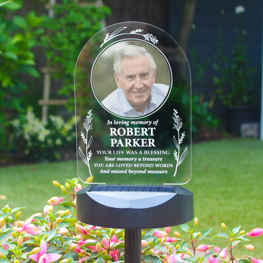 Personalised Memorial Photo Upload Outdoor Solar Light - MK&JD Gifts