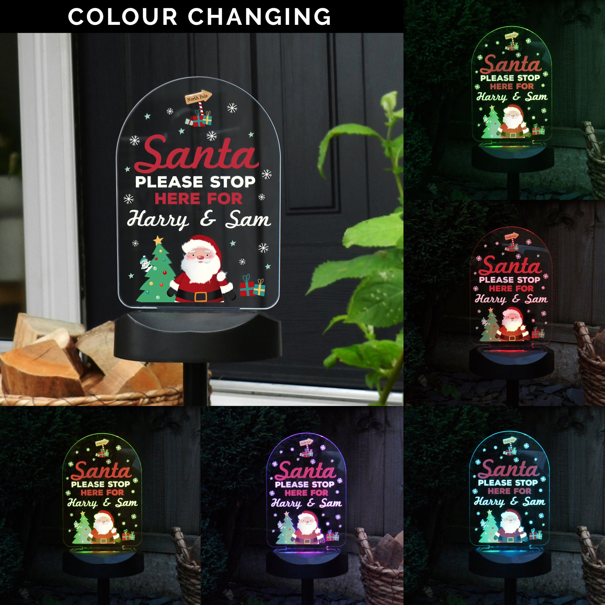 Personalised Santa Stop Here Outdoor Solar Light - MK&JD Gifts