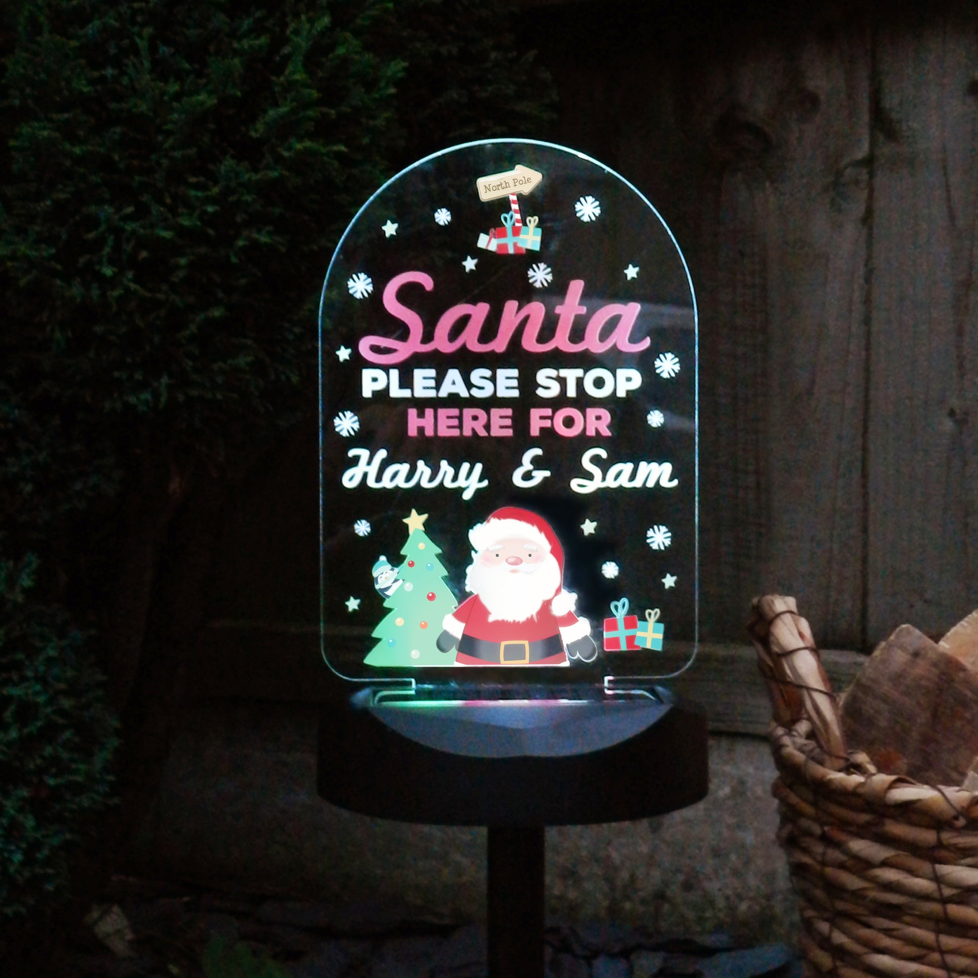 Personalised Santa Stop Here Outdoor Solar Light - MK&JD Gifts