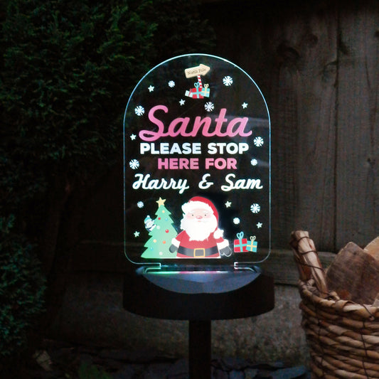 Personalised Santa Stop Here Outdoor Solar Light - MK&JD Gifts