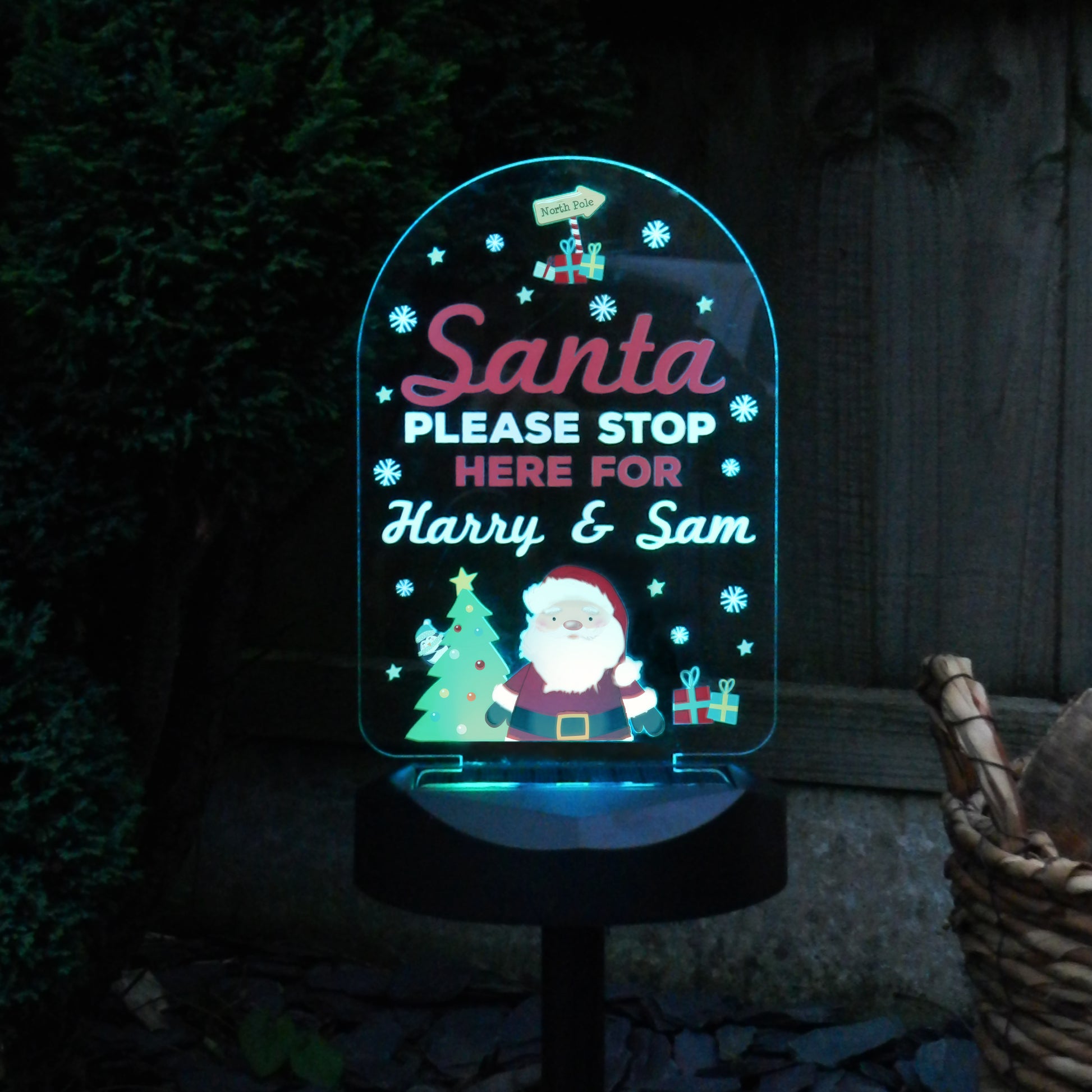 Personalised Santa Stop Here Outdoor Solar Light - MK&JD Gifts