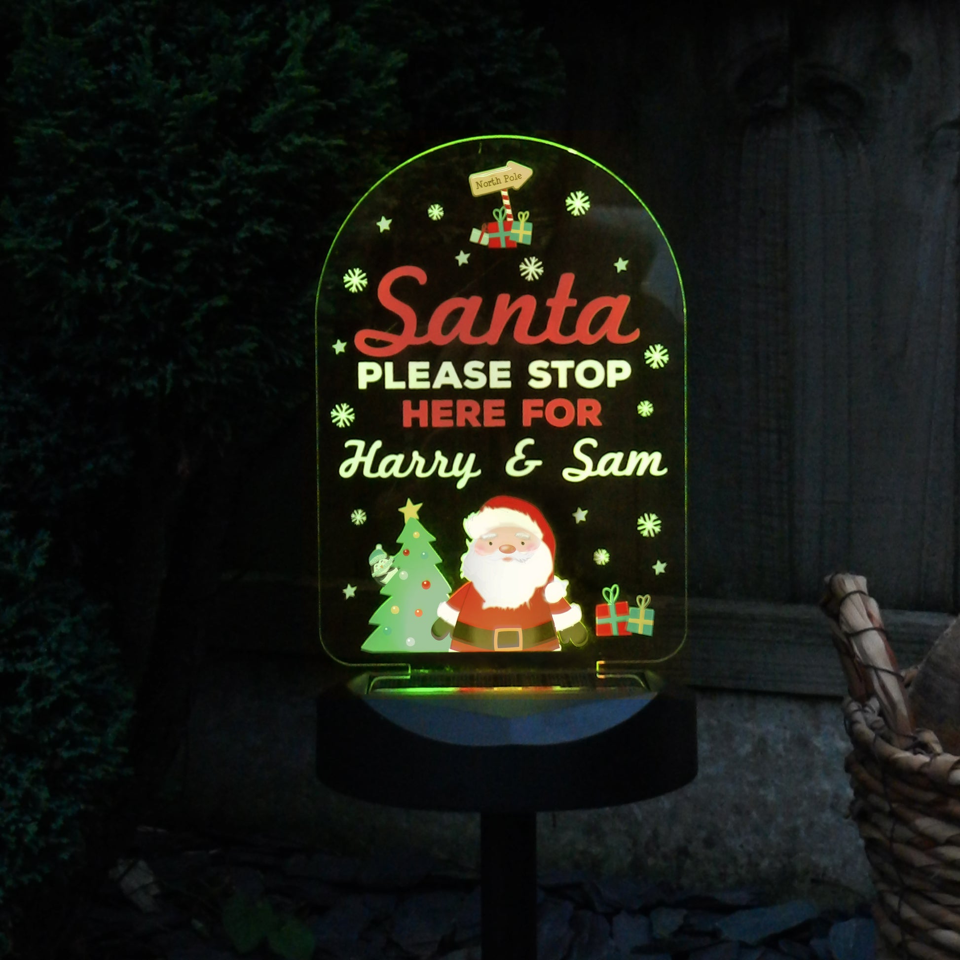 Personalised Santa Stop Here Outdoor Solar Light - MK&JD Gifts