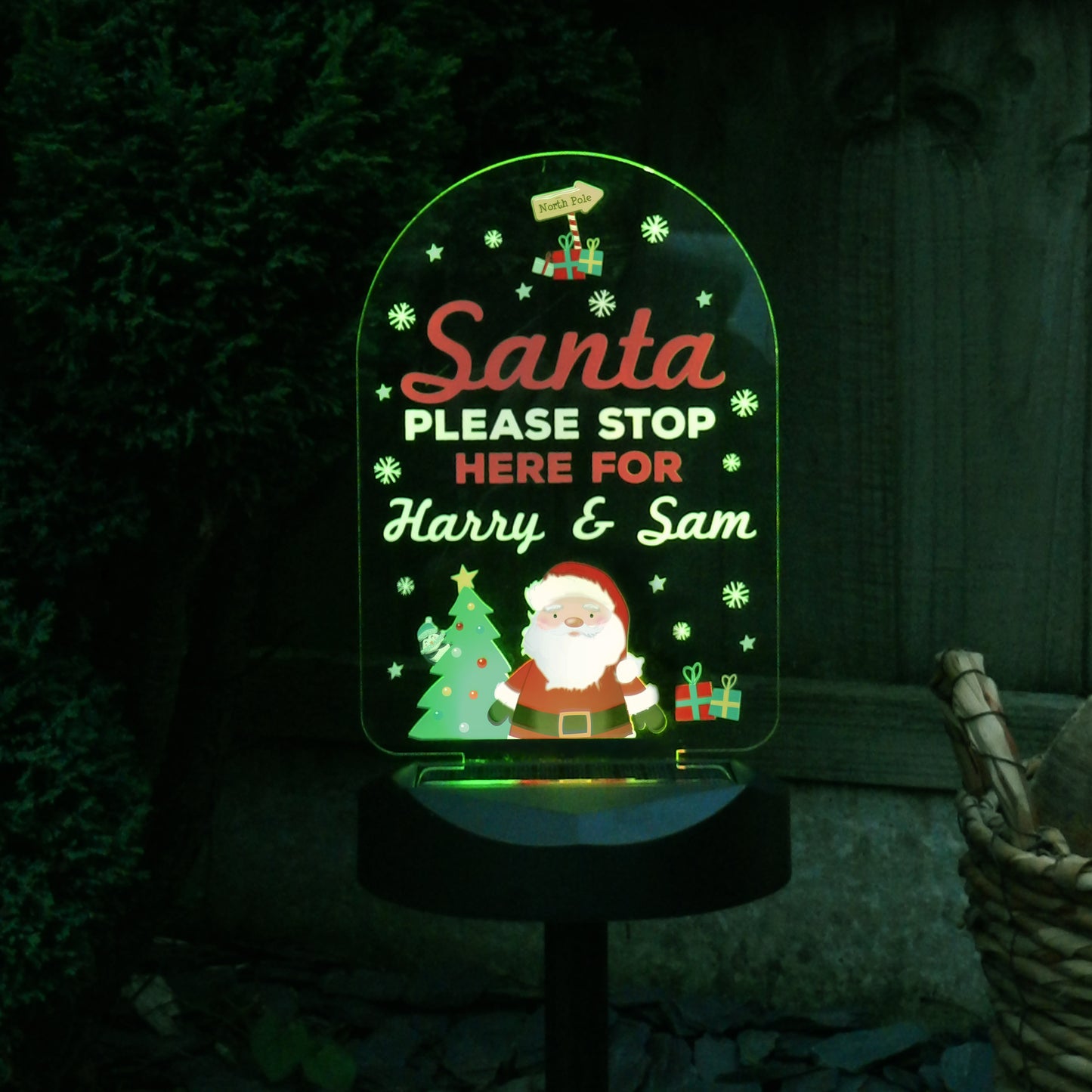 Personalised Santa Stop Here Outdoor Solar Light - MK&JD Gifts