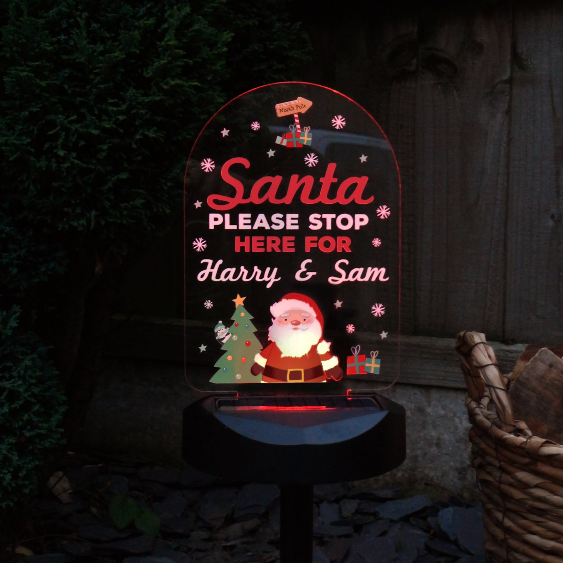 Personalised Santa Stop Here Outdoor Solar Light - MK&JD Gifts