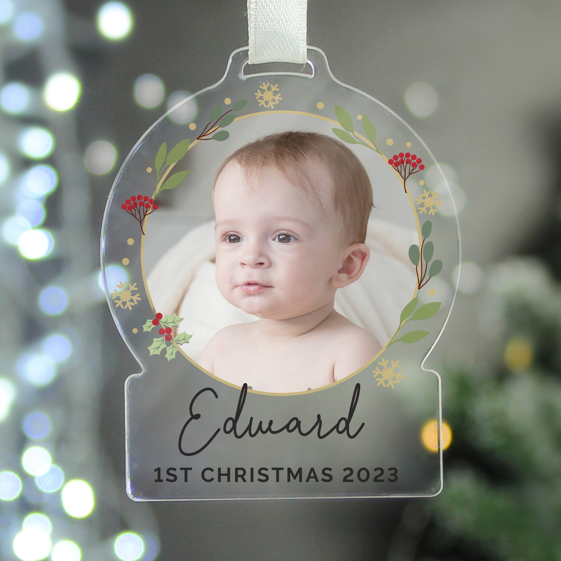 Personalised Photo Upload Acrylic Christmas Decoration - MK&JD Gifts