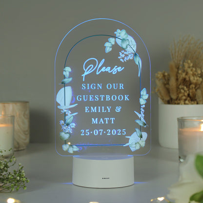 Personalised Botanical LED Colour Changing Wedding Sign - MK&JD Gifts
