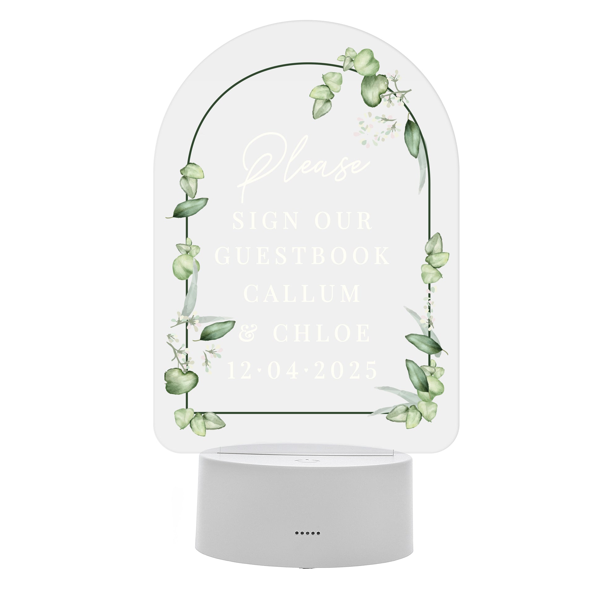 Personalised Botanical LED Colour Changing Wedding Sign - MK&JD Gifts