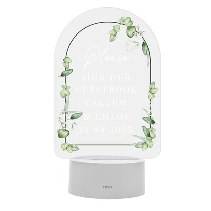 Personalised Botanical LED Colour Changing Wedding Sign - MK&JD Gifts