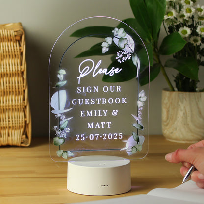 Personalised Botanical LED Colour Changing Wedding Sign - MK&JD Gifts
