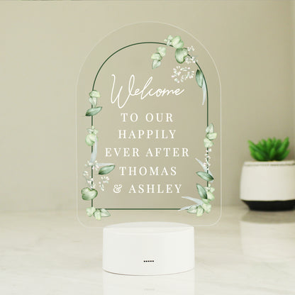 Personalised Botanical LED Colour Changing Wedding Sign - MK&JD Gifts