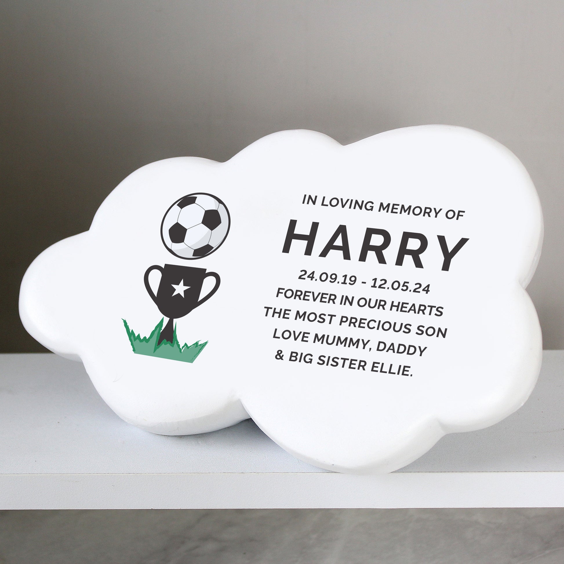 Personalised Football Resin Memorial Cloud - MK&JD Gifts