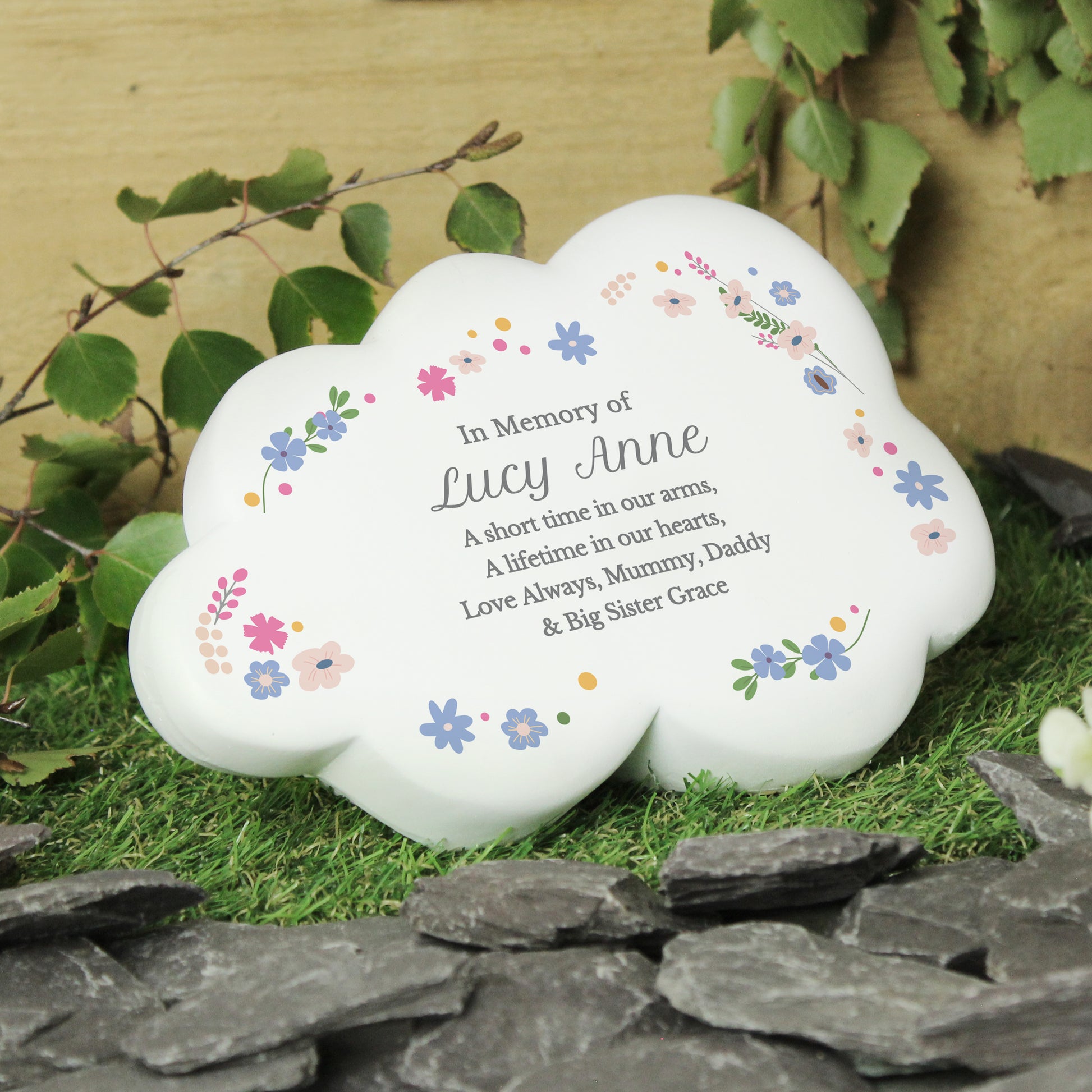 Personalised Floral Resin Memorial Cloud - MK&JD Gifts