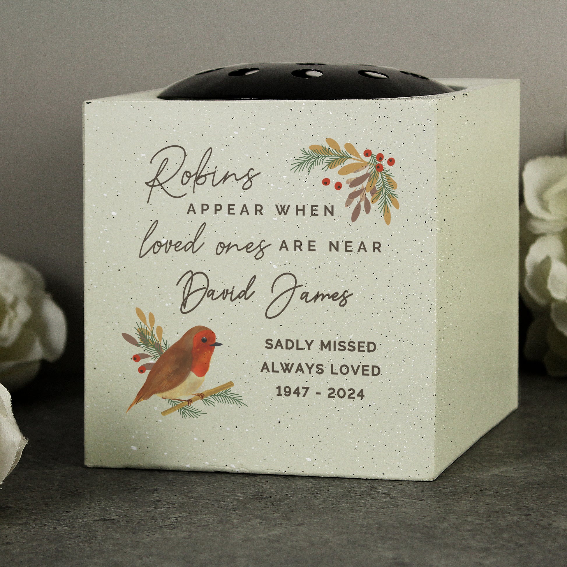 Personalised Robins Appear Memorial Vase - MK&JD Gifts