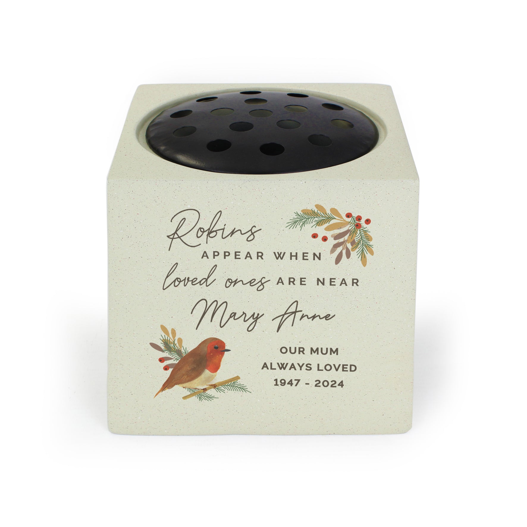 Personalised Robins Appear Memorial Vase - MK&JD Gifts
