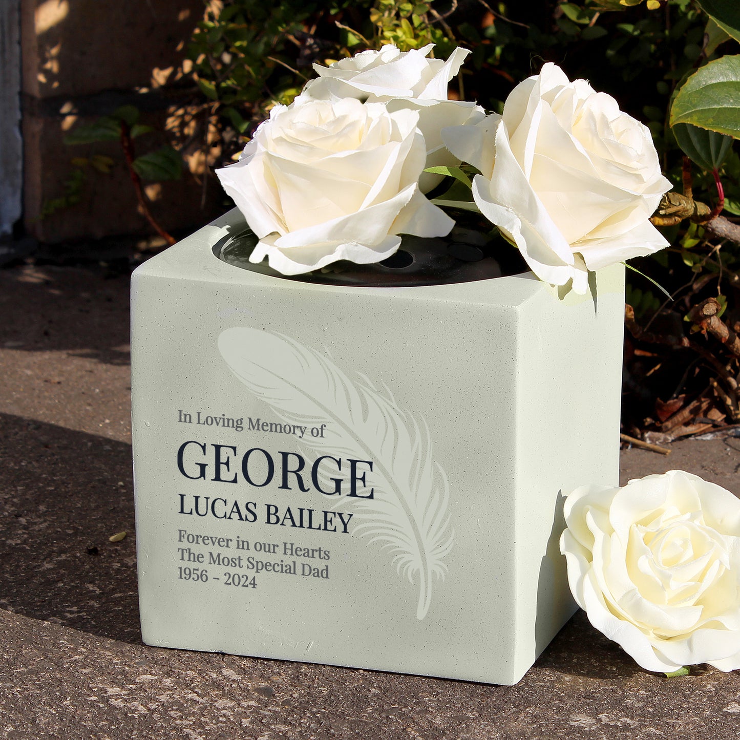 Personalised Feather Memorial Vase - MK&JD Gifts