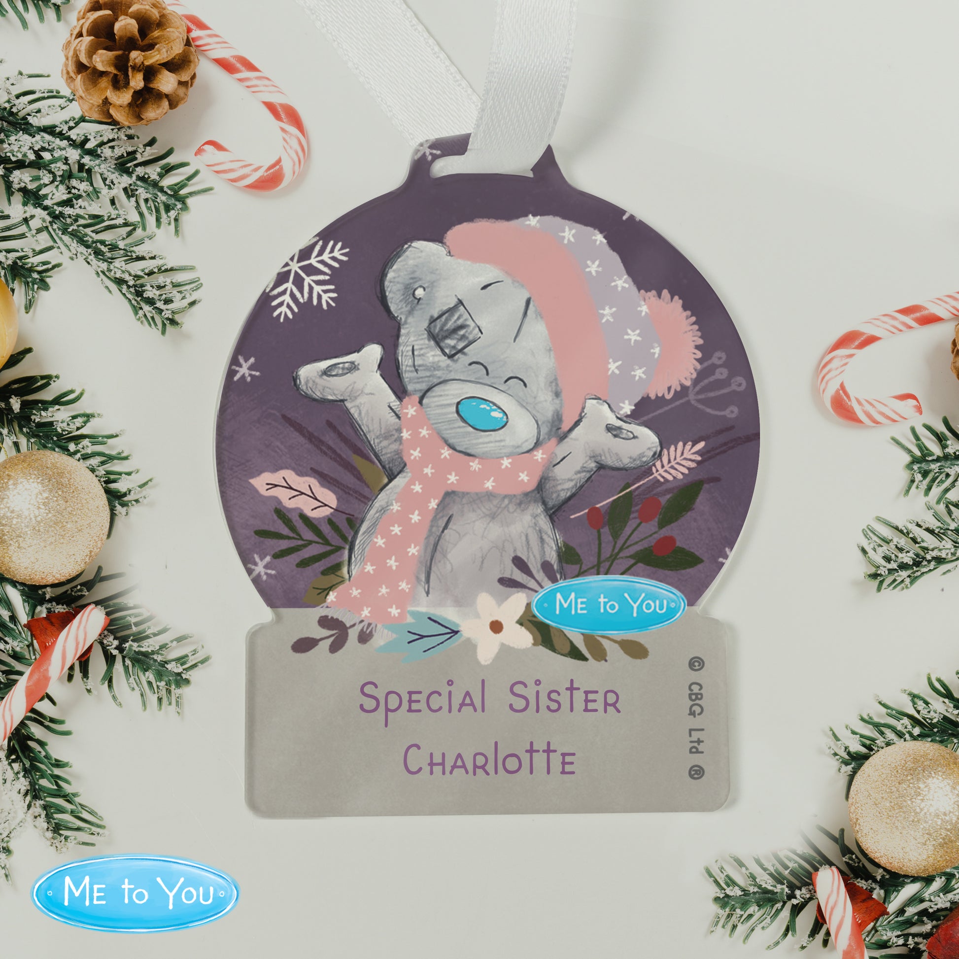 Personalised Me to You Cosy Winter Acrylic Decoration - MK&JD Gifts