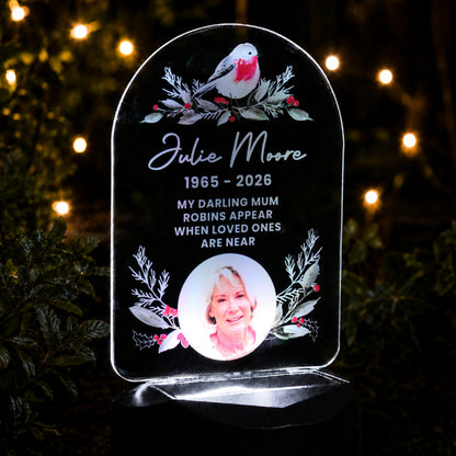 Personalised Robin Photo Upload Outdoor Solar LED Light - MK&JD Gifts