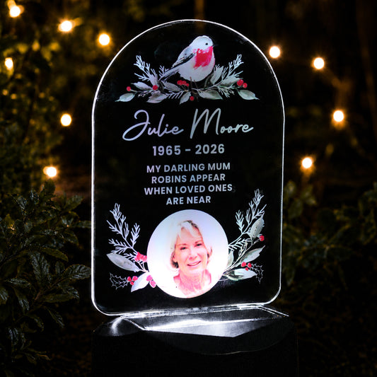 Personalised Robin Photo Upload Outdoor Solar LED Light - MK&JD Gifts