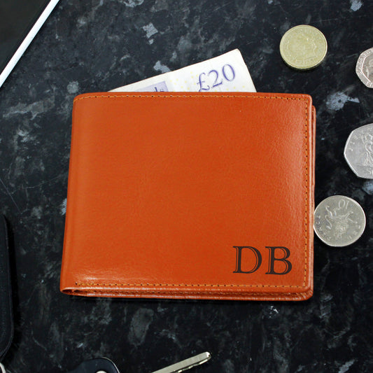 Personalised Initials Tan Leather Wallet - MK&JD Gifts