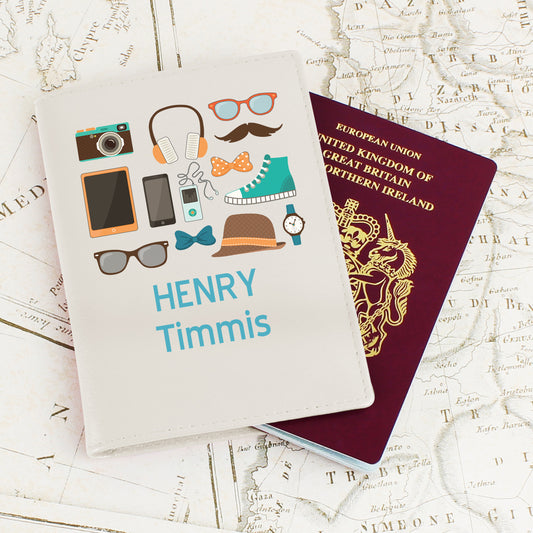 Personalised Male Essentials Cream Passport Holder - MK&JD Gifts