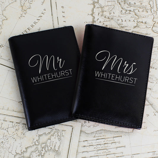 Personalised Mr & Mrs Black Passport Holders - MK&JD Gifts