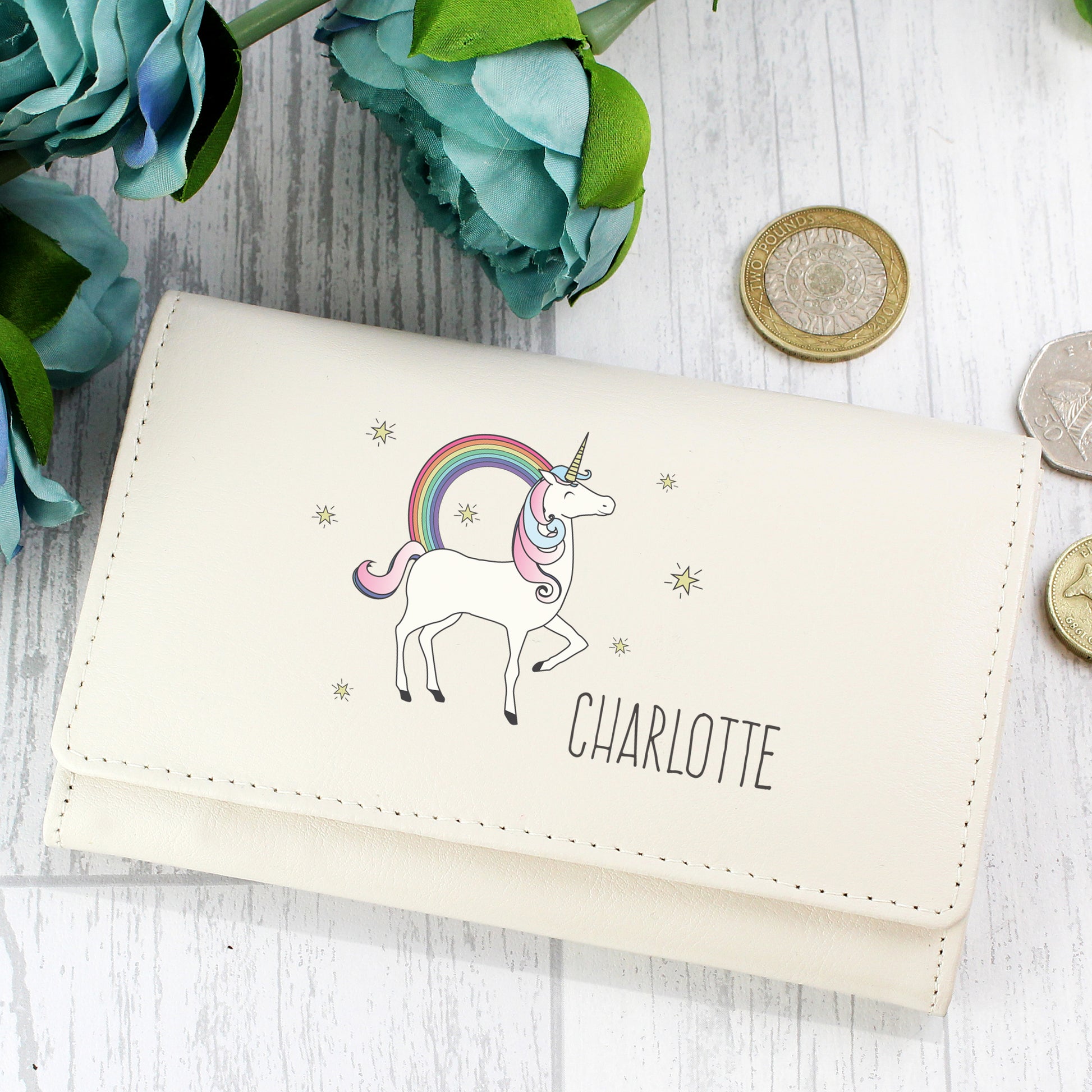 Personalised Unicorn Cream Purse - MK&JD Gifts