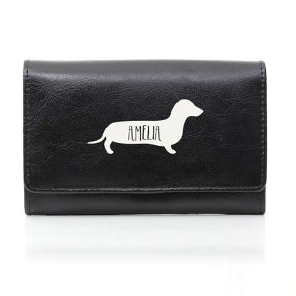 Personalised Sausage Dog Black Purse - MK&JD Gifts
