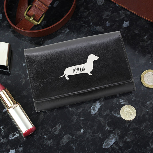 Personalised Sausage Dog Black Purse - MK&JD Gifts