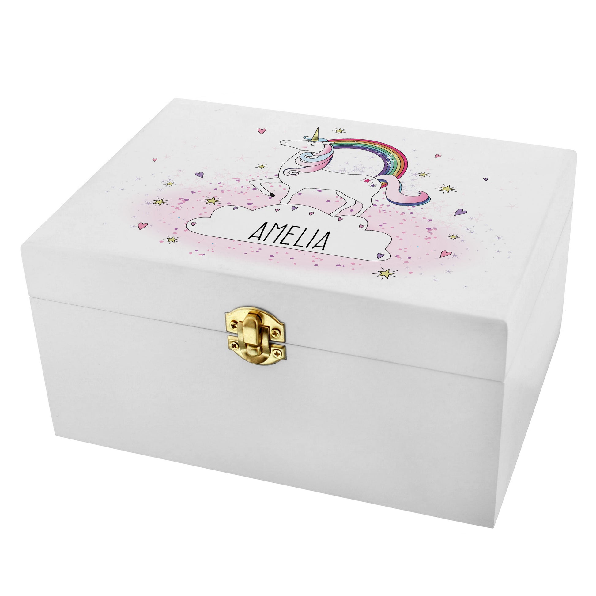 Personalised Unicorn White Wooden Keepsake Box - MK&JD Gifts