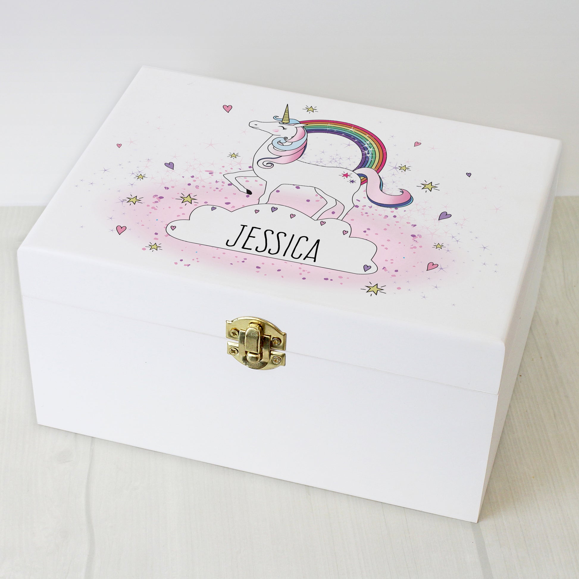 Personalised Unicorn White Wooden Keepsake Box - MK&JD Gifts