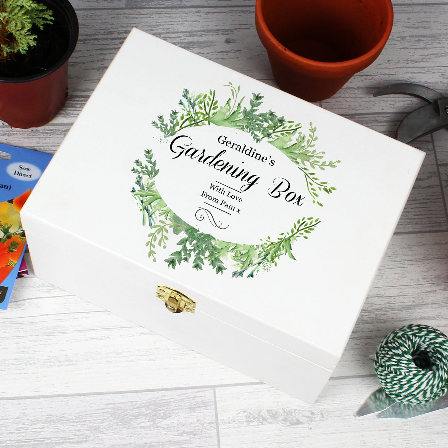 Personalised Fresh Botanical White Wooden Keepsake Box - MK&JD Gifts