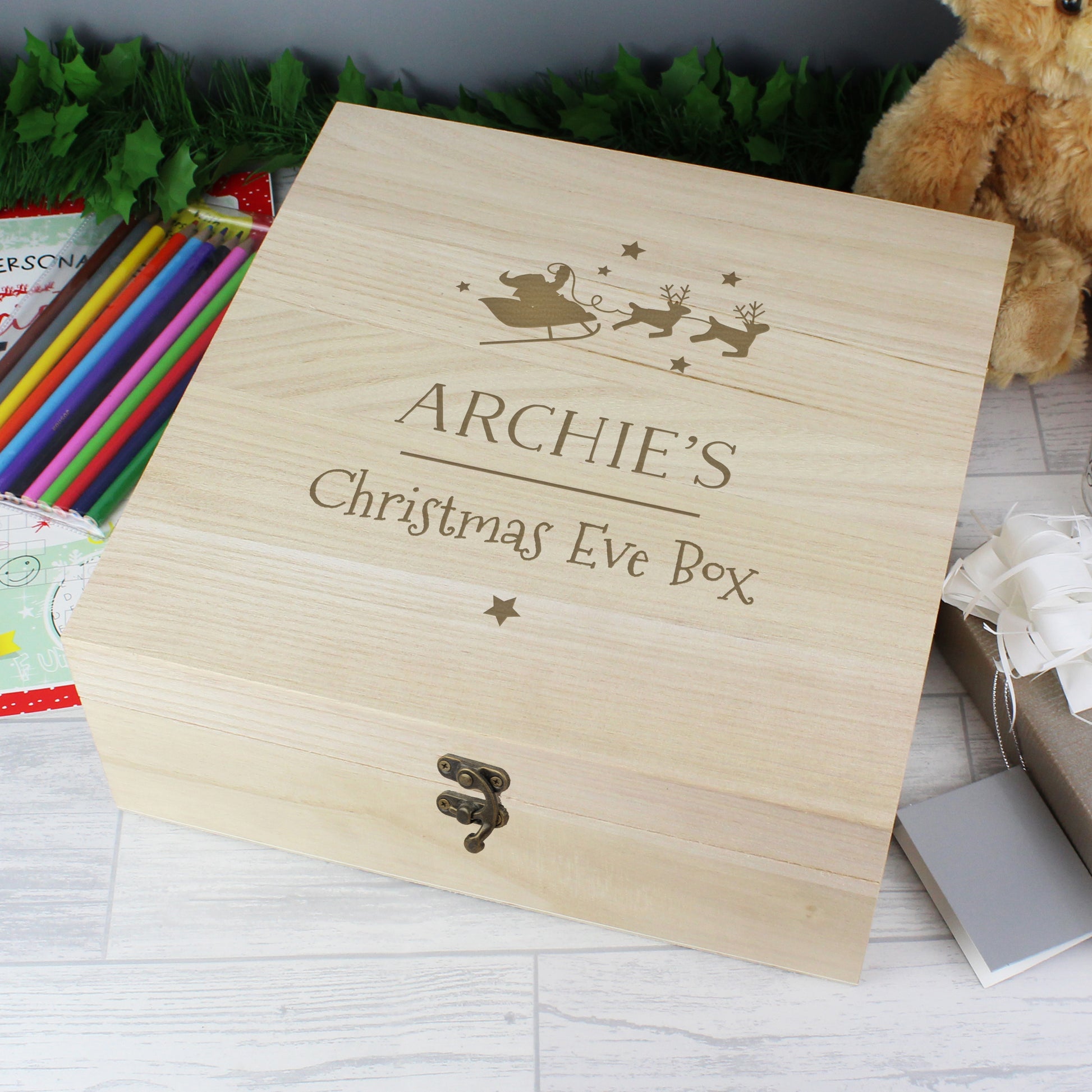 Personalised Large Wooden Christmas Eve Box - MK&JD Gifts
