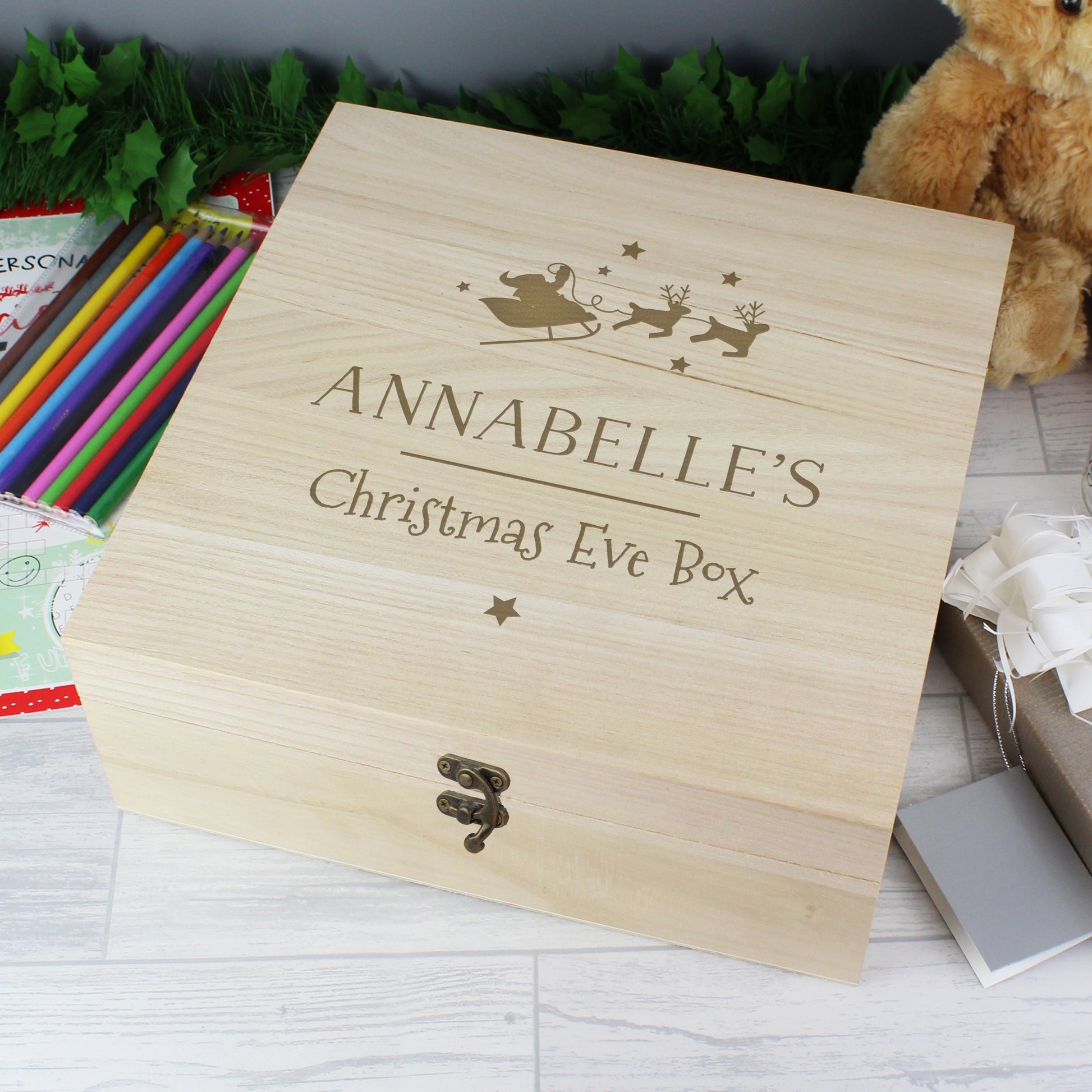 Personalised Large Wooden Christmas Eve Box - MK&JD Gifts