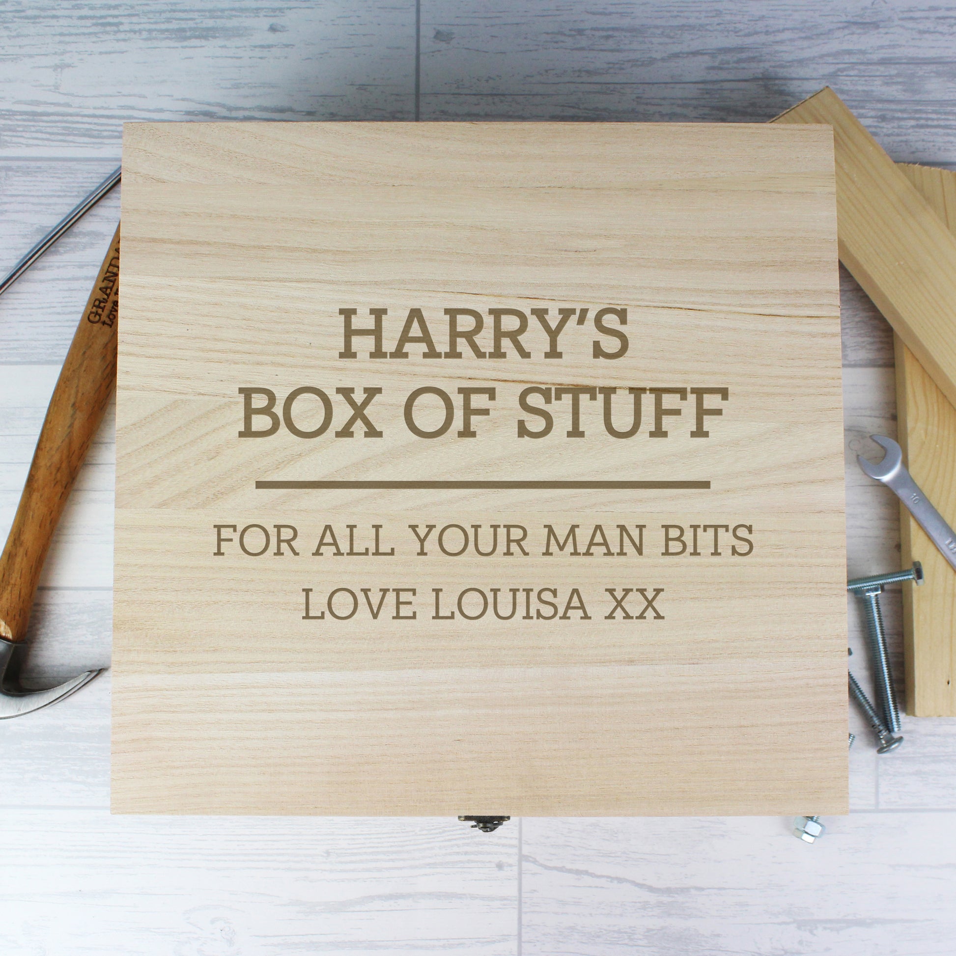 Personalised Any Message Large Wooden Keepsake Box - MK&JD Gifts