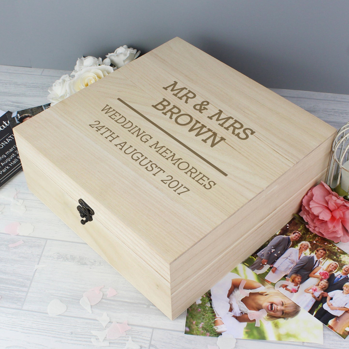 Personalised Any Message Large Wooden Keepsake Box - MK&JD Gifts